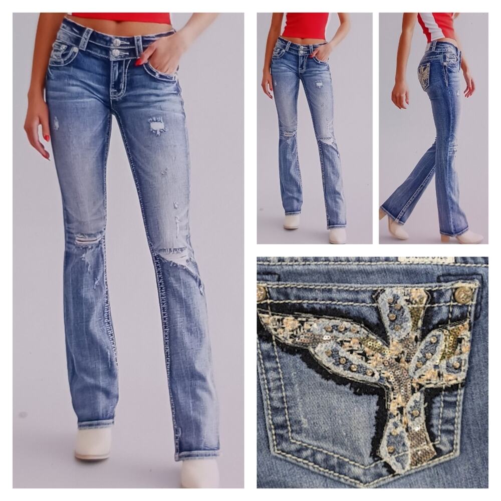 Miss Me Distressed Signature Boot GUC Size 32   J1419